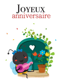 Joyeux anniversaire avec une abeille musicienne